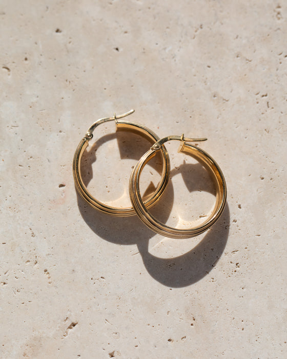 The 14K Ribbed Vacation Hoops