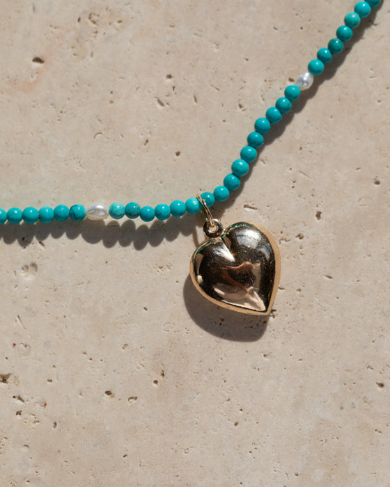 The 14K Puffy Heart Beaded Necklace