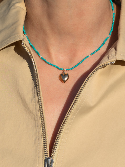 The 14K Puffy Heart Beaded Necklace