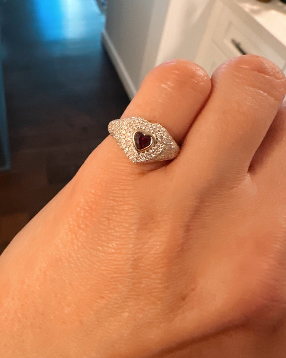 The Diamond Heart Pinky Ring
