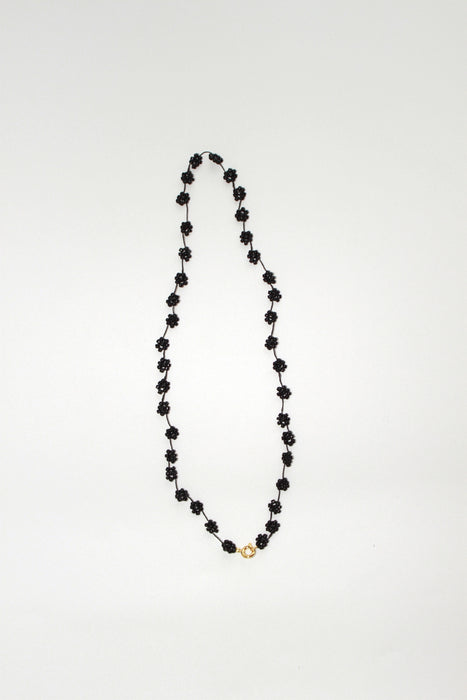 Fiori Beaded Flower Necklace - Black