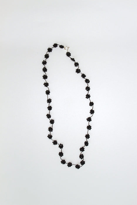 Fiori Beaded Flower Necklace - Black