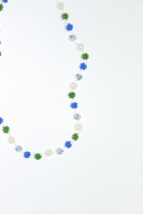 Fiori Beaded Flower Necklace - Mixed Green