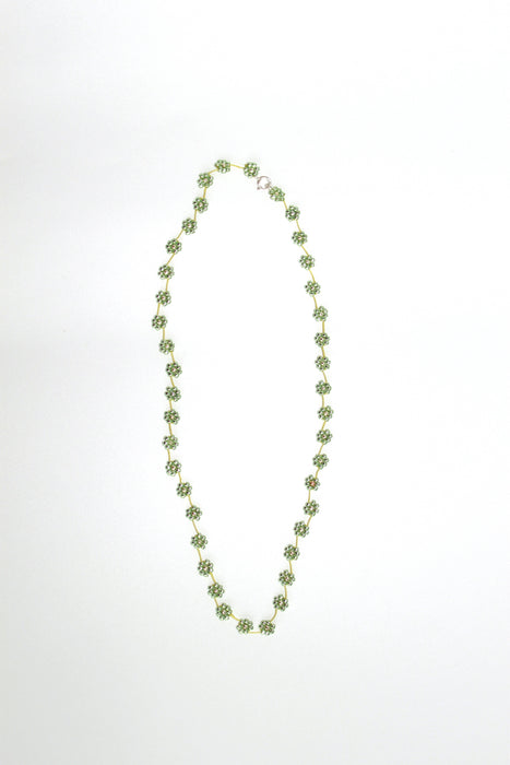Fiori Beaded Flower Necklace - Metal Green