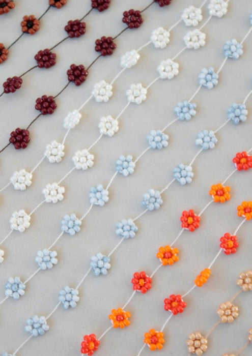 Fiori Beaded Flower Necklace - Marble