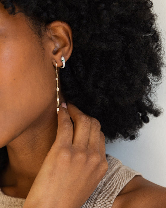 The Multi Diamond Drop Threader Earrings- 14K Gold
