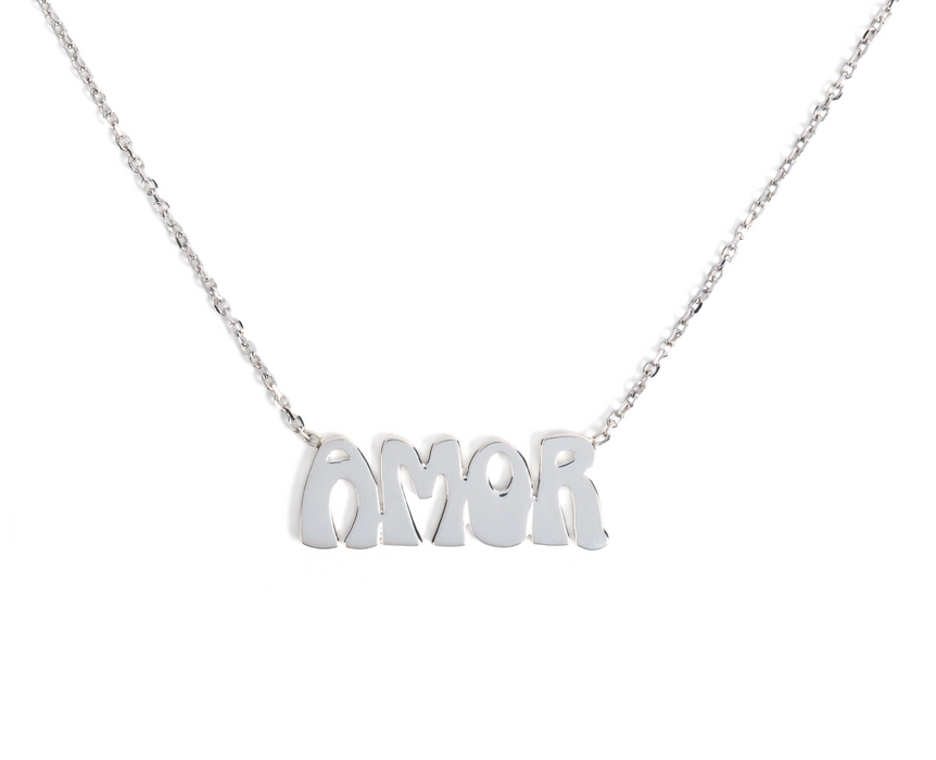 The Groovy 70's CUSTOM Nameplate Necklace- SILVER