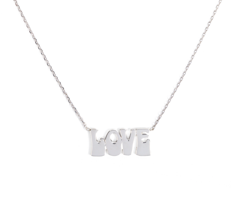 The Groovy 70's CUSTOM Nameplate Necklace- SILVER