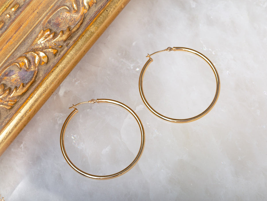 The 40x2mm 14K Gold Everyday Tube Hoops
